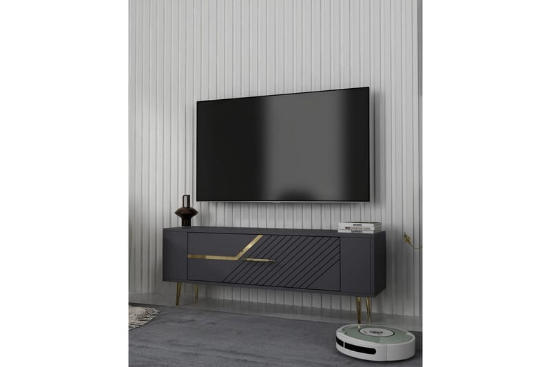 Veynor TV-bænk 120 cm - Antracit/Guld - Møbler - TV borde & mediemøbler - TV-borde