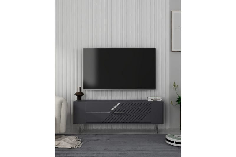 Veynor TV-bænk 120 cm - Antracit/Sølv - Møbler - TV borde & mediemøbler - TV-borde