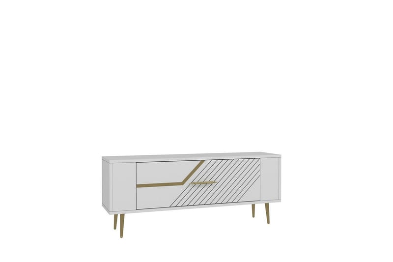 Veynor TV-bænk 120 cm - Hvid/Guld - Møbler - TV borde & mediemøbler - TV-borde