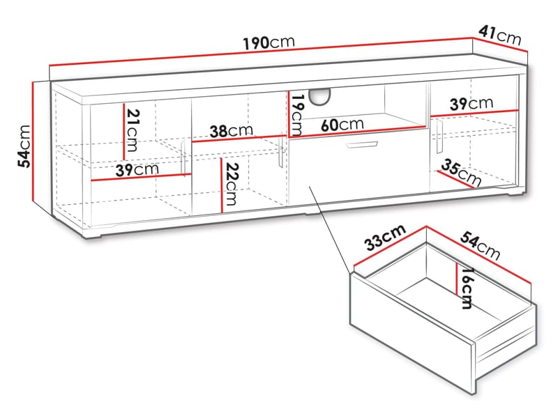 Veyricus TV-bord 190 cm - Møbler - TV borde & mediemøbler - TV-skab