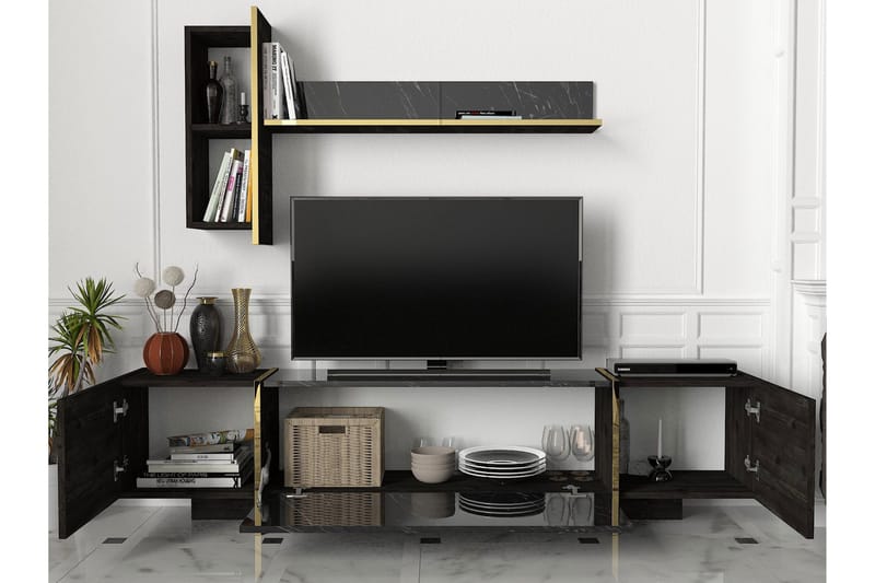 Veyron Tv-bænk 103,8 cm - Sort/Guld - Møbler - TV borde & mediemøbler - TV-borde