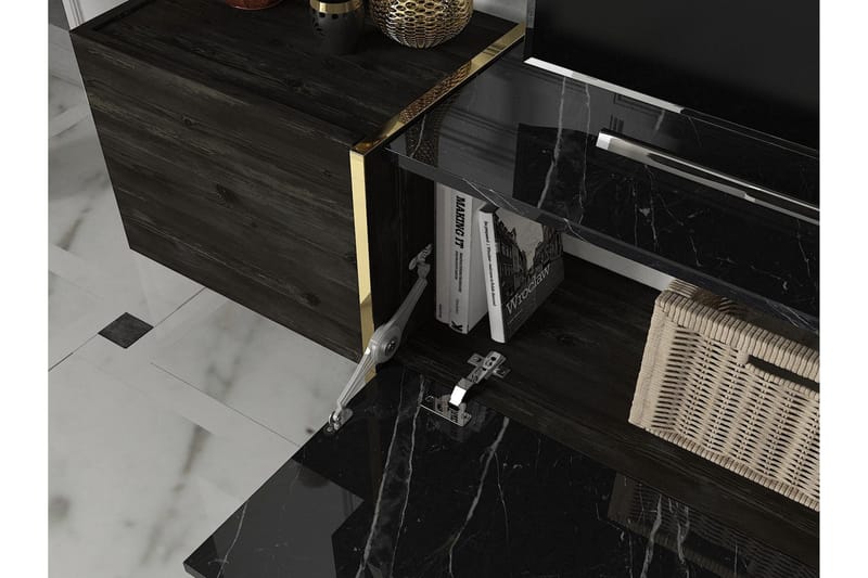 Veyron Tv-bænk 103,8 cm - Sort/Guld - Møbler - TV borde & mediemøbler - TV-borde
