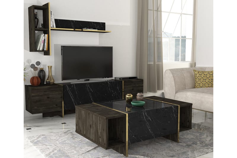 Veyron Tv-bænk 103,8 cm - Sort/Guld - Møbler - TV borde & mediemøbler - TV-borde