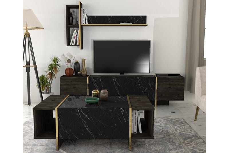Veyron Tv-bænk 103,8 cm - Sort/Guld - Møbler - TV borde & mediemøbler - TV-borde