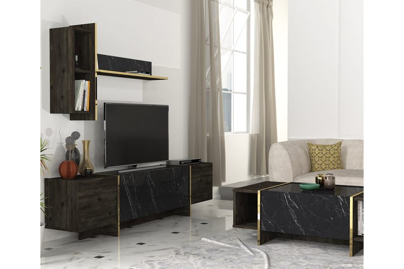 Veyron Tv-bænk 103,8 cm - Sort/Guld - Møbler - TV borde & mediemøbler - TV-borde