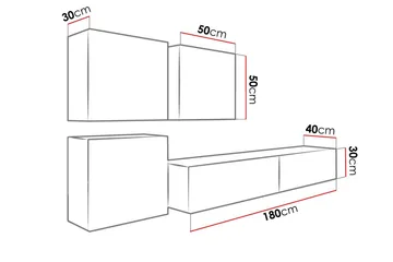 Vigo TV-møbelsæt 230x40x180 cm - Sort / hvid - Møbler - TV borde & mediemøbler - Tv-møbelsæt