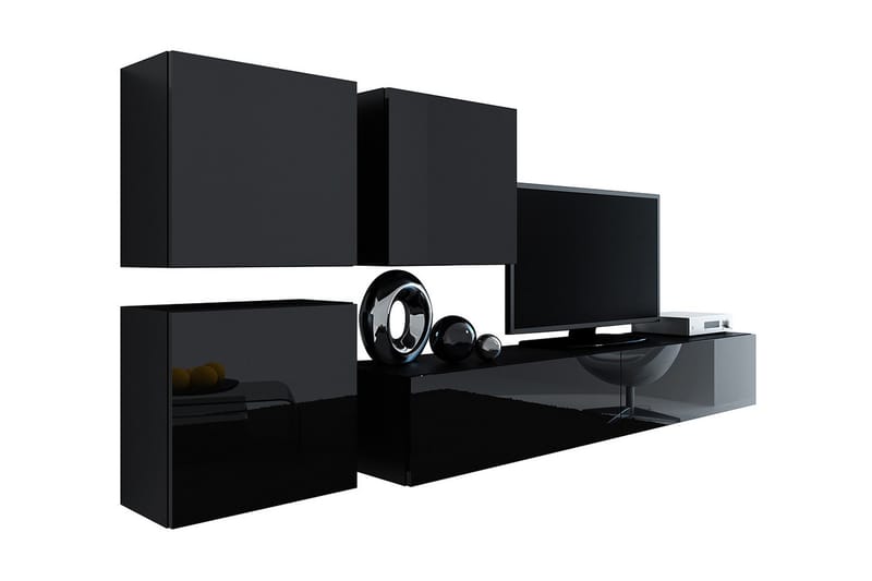 Vigo TV-møbelsæt 230x40x180 cm - Sort / hvid - Tv-møbelsæt