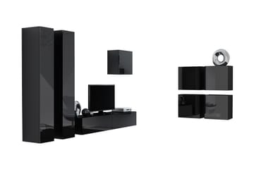 Vigo TV-møbelsæt 260x40x180 cm - Sort / hvid - Møbler - TV borde & mediemøbler - Tv-møbelsæt
