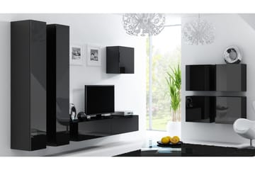 Vigo TV-møbelsæt 260x40x180 cm - Sort / hvid - Møbler - TV borde & mediemøbler - Tv-møbelsæt
