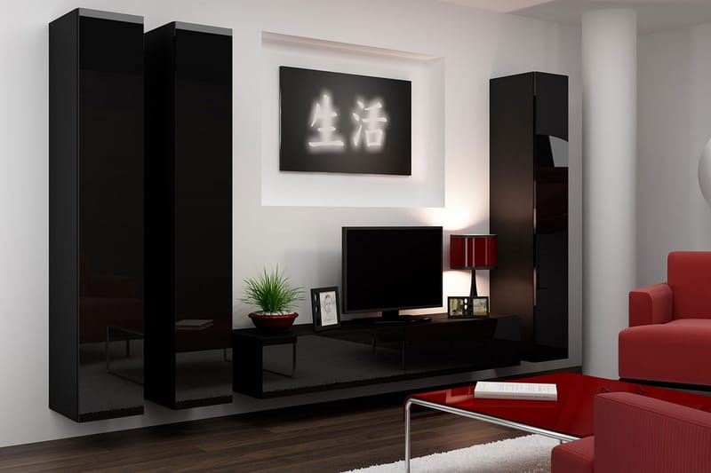 Vigo TV-møbelsæt 300x40x180 cm - Hvid - Tv-møbelsæt