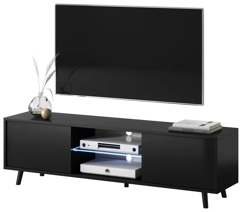 Vipan TV-bænk 140 cm - Sort - Møbler - TV borde & mediemøbler - TV-borde