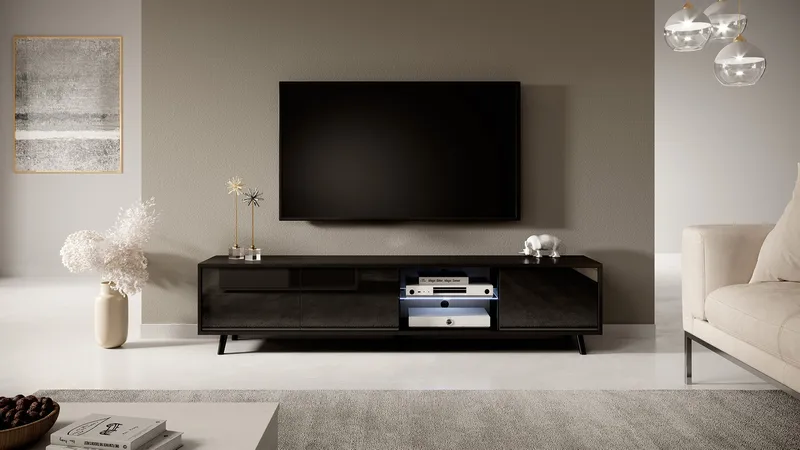 Vipan TV-bænk 175 cm - Sort - Møbler - TV borde & mediemøbler - TV-borde