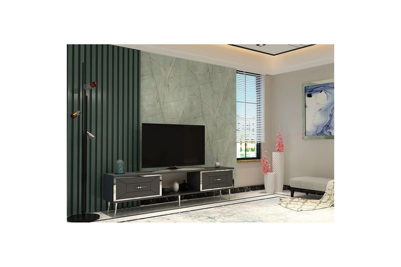 Virdel TV-bænk 150 cm - Antracit/Sølv - Møbler - TV borde & mediemøbler - TV-borde