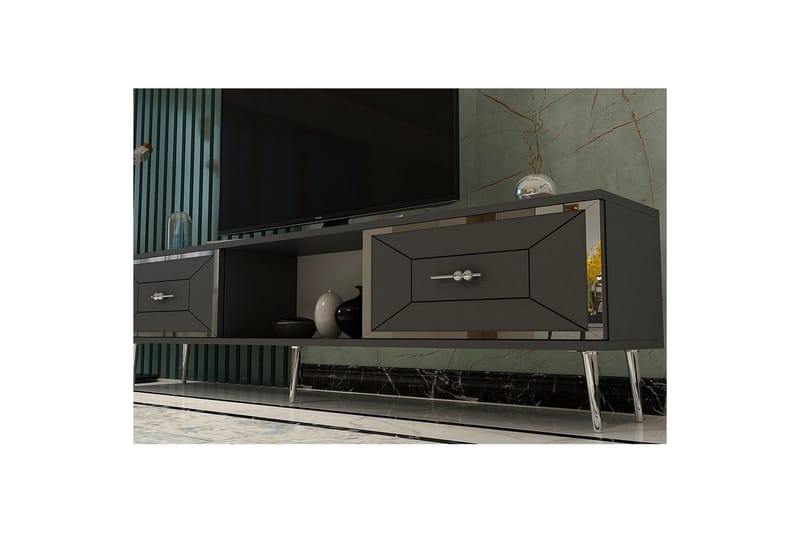 Virdel TV-bænk 150 cm - Antracit/Sølv - Møbler - TV borde & mediemøbler - TV-borde