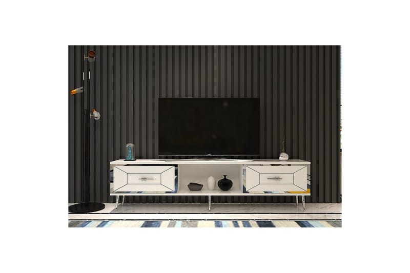Virdel TV-bænk 150 cm - Hvid/Sølv - Møbler - TV borde & mediemøbler - TV-borde