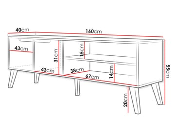 Virello TV-bænk 160 cm - beige - Møbler - TV borde & mediemøbler - TV-borde