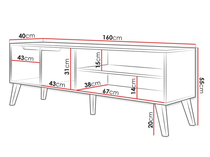 Virello TV-bænk 160 cm - beige - Møbler - TV borde & mediemøbler - TV-borde
