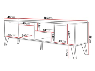 Virello TV-bænk 180 cm - brun - Møbler - TV borde & mediemøbler - TV-borde