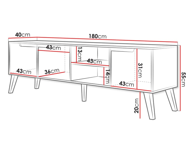 Virello TV-bænk 180 cm - brun - Møbler - TV borde & mediemøbler - TV-borde