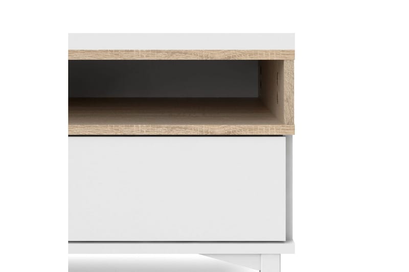 Virender Gulvstående TV-bænk 155,7 cm med Opbevaring i Eg - Hvid|Beige - Møbler - TV borde & mediemøbler - TV-borde
