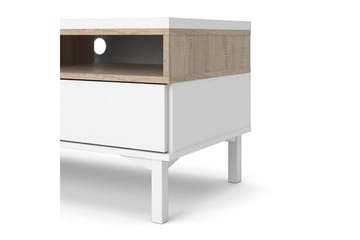 Virender Gulvstående TV-bænk 155,7 cm med Opbevaring i Eg - Hvid|Beige - Møbler - TV borde & mediemøbler - TV-borde
