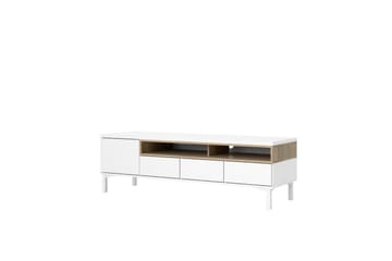 Virender Gulvstående TV-bænk 155,7 cm med Opbevaring i Eg - Hvid|Beige - Møbler - TV borde & mediemøbler - TV-borde