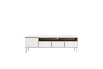 Virender Gulvstående TV-bænk 155,7 cm med Opbevaring i Eg - Hvid|Beige - Møbler - TV borde & mediemøbler - TV-borde