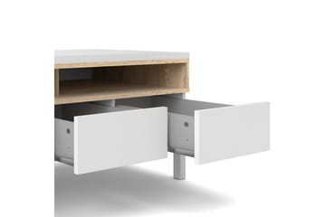 Virender Gulvstående TV-bænk 155,7 cm med Opbevaring i Eg - Hvid|Beige - Møbler - TV borde & mediemøbler - TV-borde