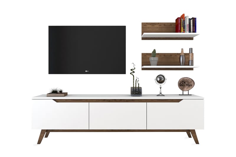 Virkesbo TV-Møbelsæt 180 cm - Hvid / brun - Tv-møbelsæt