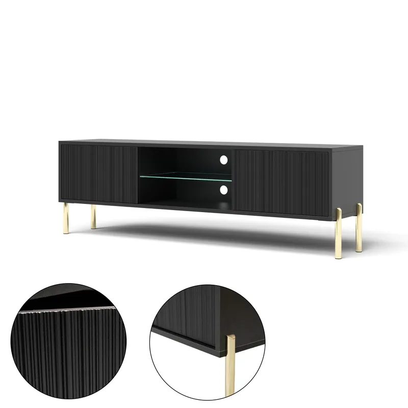 Virmani TV-bænk 135 cm - Sort - Møbler - TV borde & mediemøbler - TV-borde