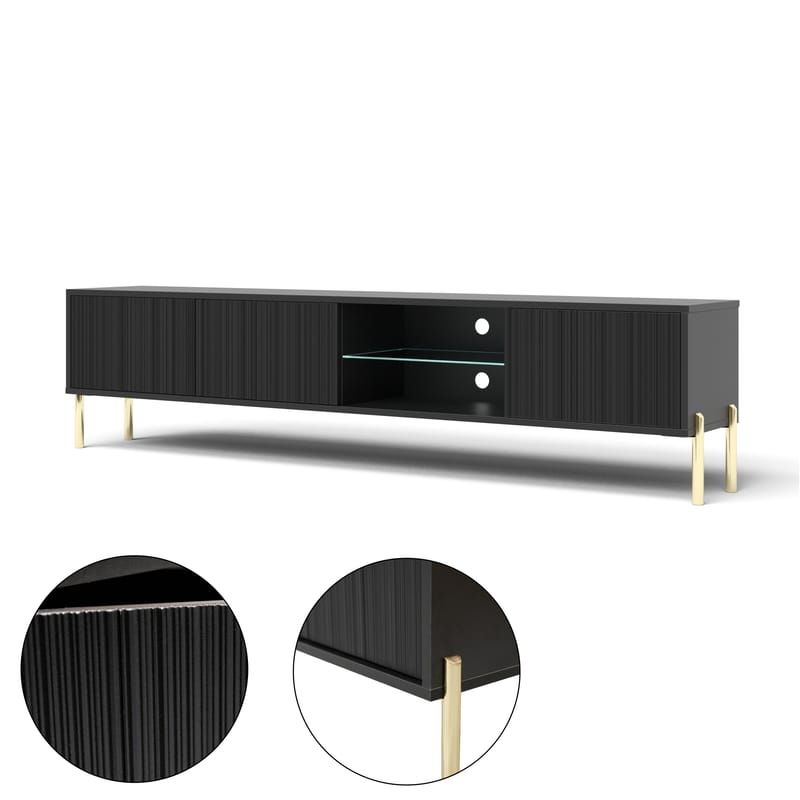 Virmani TV-bænk 175 cm - Sort - Møbler - TV borde & mediemøbler - TV-borde