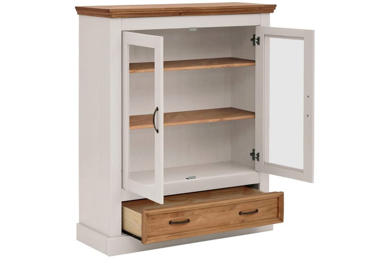 Vitrine Selma Hvid/Plet/Voks - Hvid/Plet/Voks - Opbevaring - Skab - Vitrineskabe