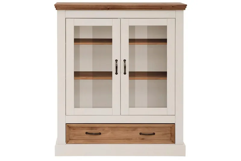 Vitrine Selma Hvid/Plet/Voks - Hvid/Plet/Voks - Opbevaring - Skab - Vitrineskabe