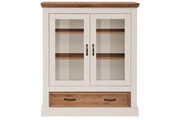 Vitrine Selma Hvid/Plet/Voks - Hvid/Plet/Voks - Opbevaring - Skab - Vitrineskabe