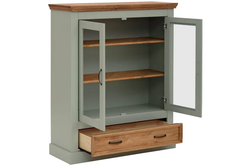 Vitrine Selma Salviegrøn/Plet/Voks - Salviegrøn/Plet/Voks - Opbevaring - Skab - Vitrineskabe