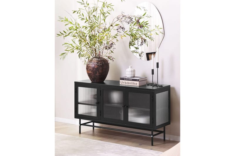 Vitrineskab Devon Sort - Sort - Opbevaring - Skab - Vitrineskabe