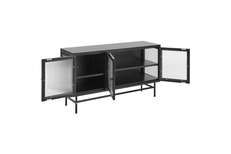 Vitrineskab Devon Sort - Sort - Opbevaring - Skab - Vitrineskabe