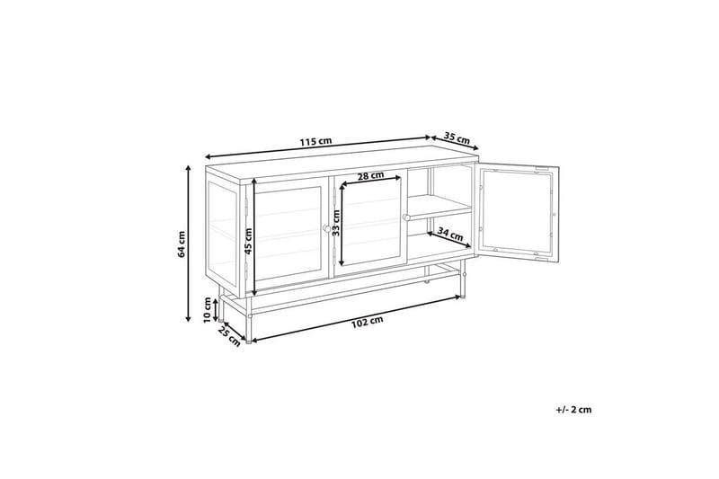 Vitrineskab Devon Sort - Sort - Opbevaring - Skab - Vitrineskabe