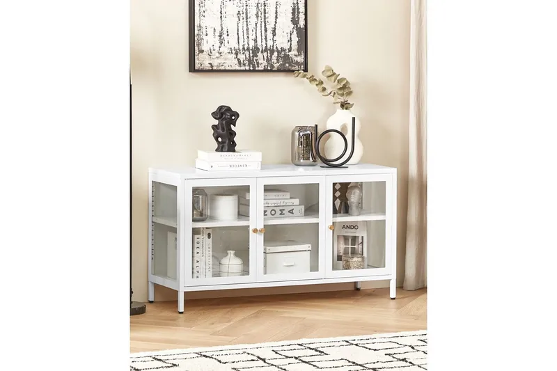 Vitrineskab Newport Hvid - Hvid - Opbevaring - Skab - Vitrineskabe