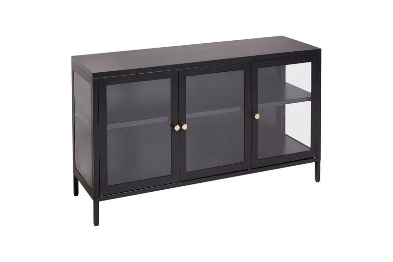 Vitrineskab Newport Sort - Sort - Opbevaring - Skab - Vitrineskabe