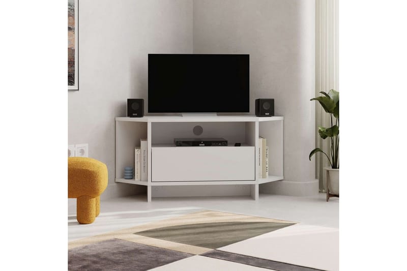 Viva Gulvstående TV-Bænk 95,7 cm med Opbevaring i Malet Træ - Hvid - Møbler - TV borde & mediemøbler - TV-borde