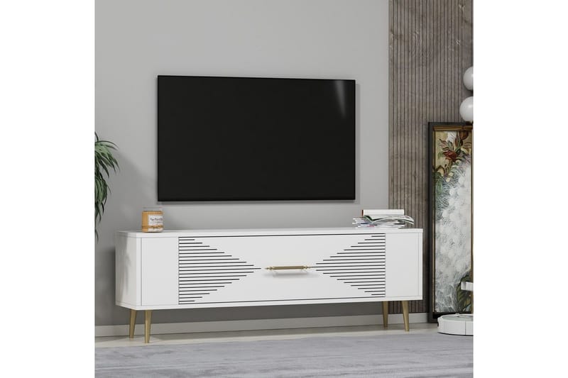 Vornis TV-bænk 120 cm - Hvid/Guld - Møbler - TV borde & mediemøbler - TV-borde