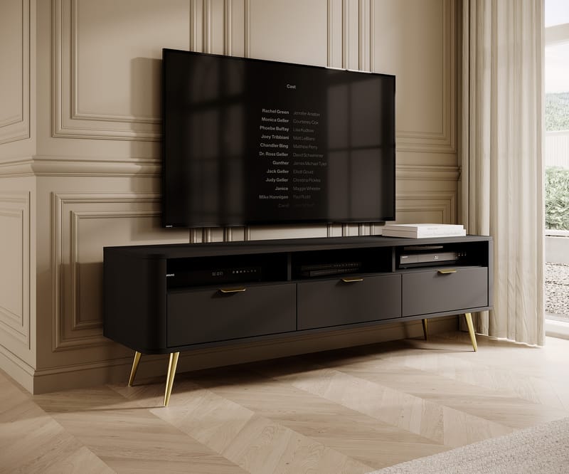 Walia TV-bænk 162 cm - Sort - Møbler - TV borde & mediemøbler - TV-borde