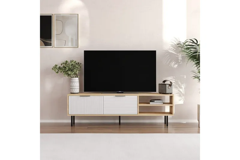 Wenus TV-bænk 150 cm - Eg/Hvid - Møbler - TV borde & mediemøbler - TV-borde