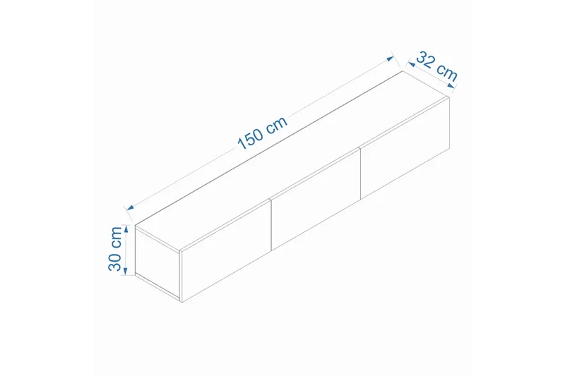 West Vægmonteret Mediebænk 150 cm med Opbevaring i Træ - Hvid - Møbler - TV borde & mediemøbler - TV-borde