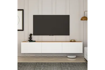West Vægmonteret Mediebænk 150 cm med Opbevaring i Træ - Hvid - Møbler - TV borde & mediemøbler - TV-borde