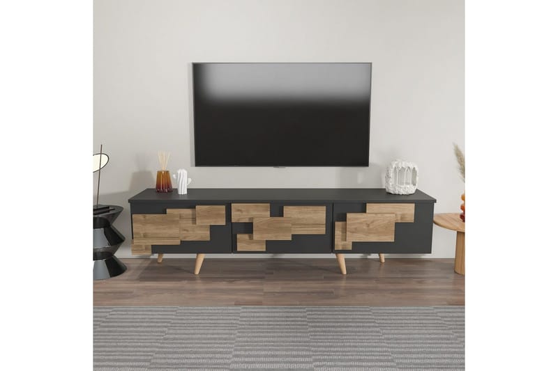 Xamira Tv-bord 160 cm - Mørkfarvet træ/Antracit - Møbler - TV borde & mediemøbler - TV-borde