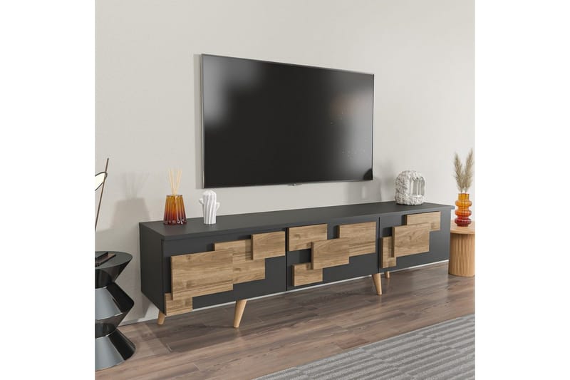 Xamira Tv-bord 160 cm - Mørkfarvet træ/Antracit - Møbler - TV borde & mediemøbler - TV-borde