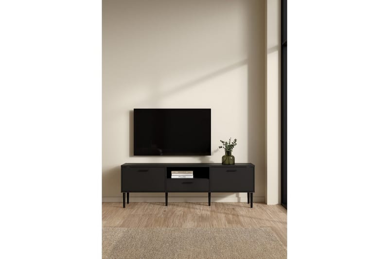 Yumi TV-bænk 177 cm - Sort - Møbler - TV borde & mediemøbler - TV-borde