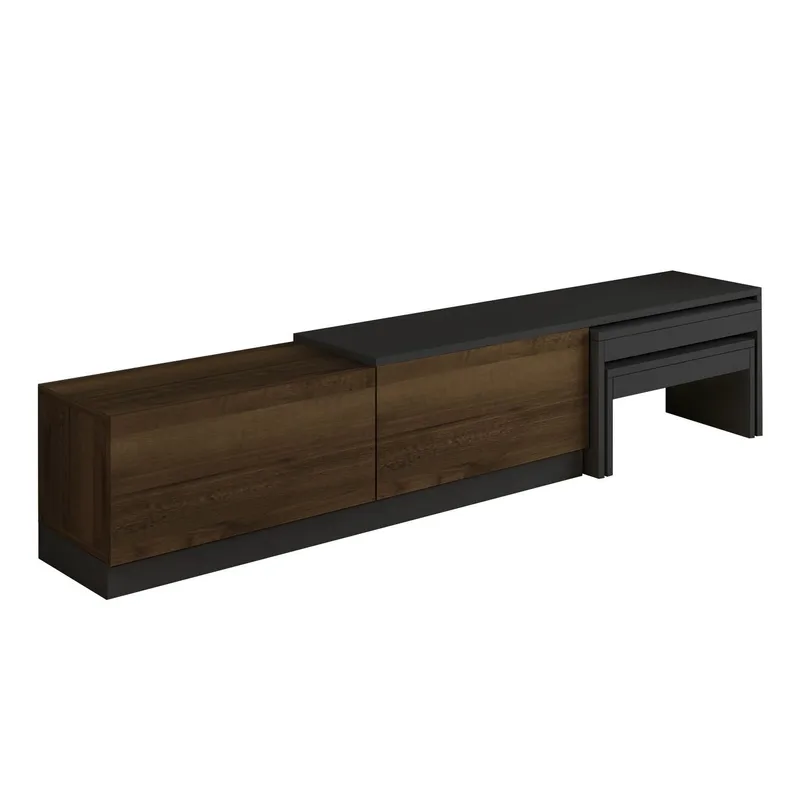 Zalven TV-bænk 180x36x30 cm, Antracit/Antik valnød